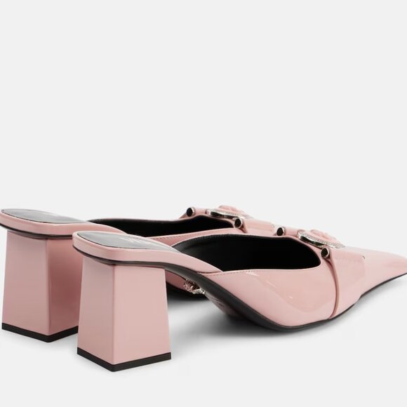 Versace Medusa Patent Leather Mules - English Rose Palladium - Picture 3 of 13